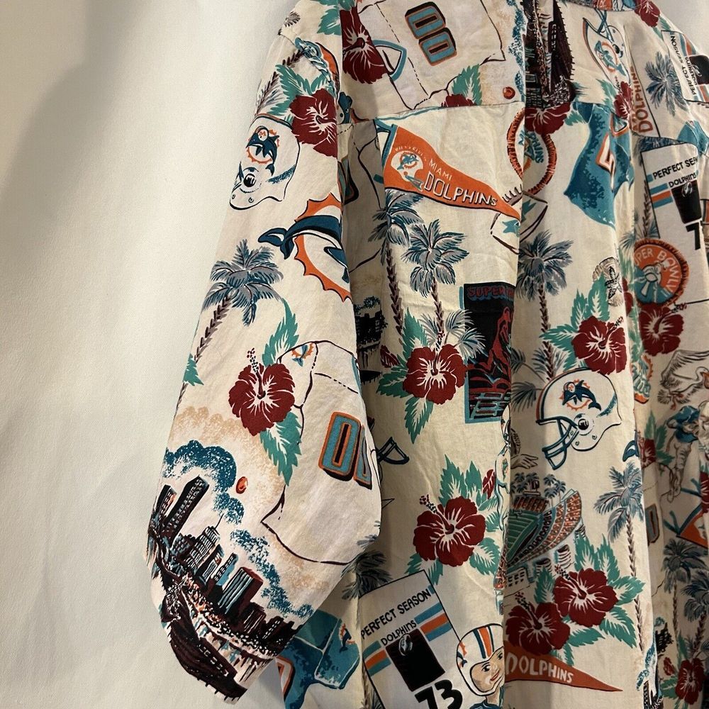 VINTAGE Miami Dolphins Reyn Spooner Shirt Men‎ XXL Green Hawaiian NFL Button Up - Picture 6 of 7